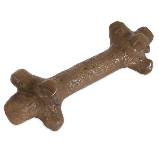Introducing the BarkBone Natural Instincts Stick Peanut Butter Infused Nylon Dog Chew: a durable, textured chew toy perfect for aggressive chewers, ensuring hours of safe and satisfying gnawing for dedicated canine enthusiasts.