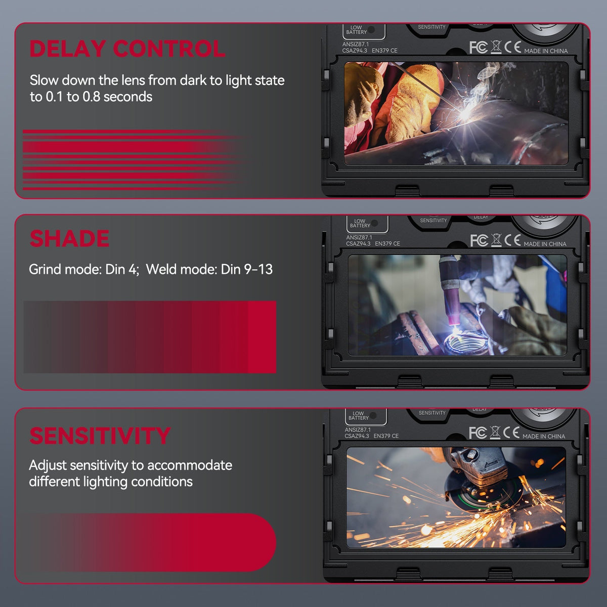 EXSpace X100 Welding Helmet Auto Dark with Light Black